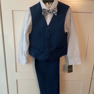 Boys' 4-Piece Formal Suit Set, Vest, Pants, Collared Dress Shirt size 6